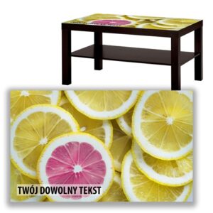 Różowy Cytrus – Stolik Kawowy ze Szklanym Blatem i Twoim Napisem (Personalizowany) 90x55 cm